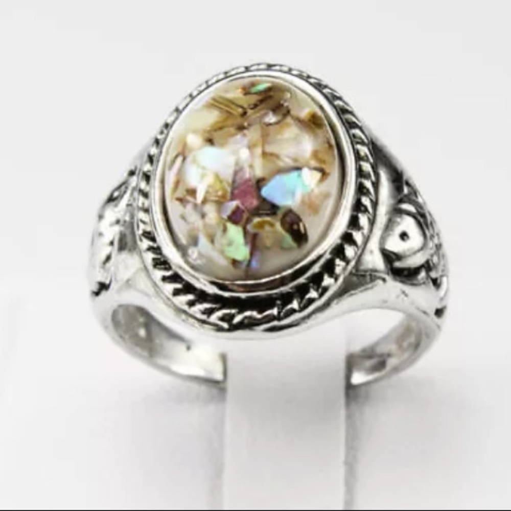 ◾️Amber Shells Gemstone Fish Ring